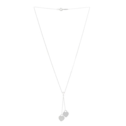 Tiffany Sterling Silver Return to Tiffany Double Heart Drop Necklace 3 of 6