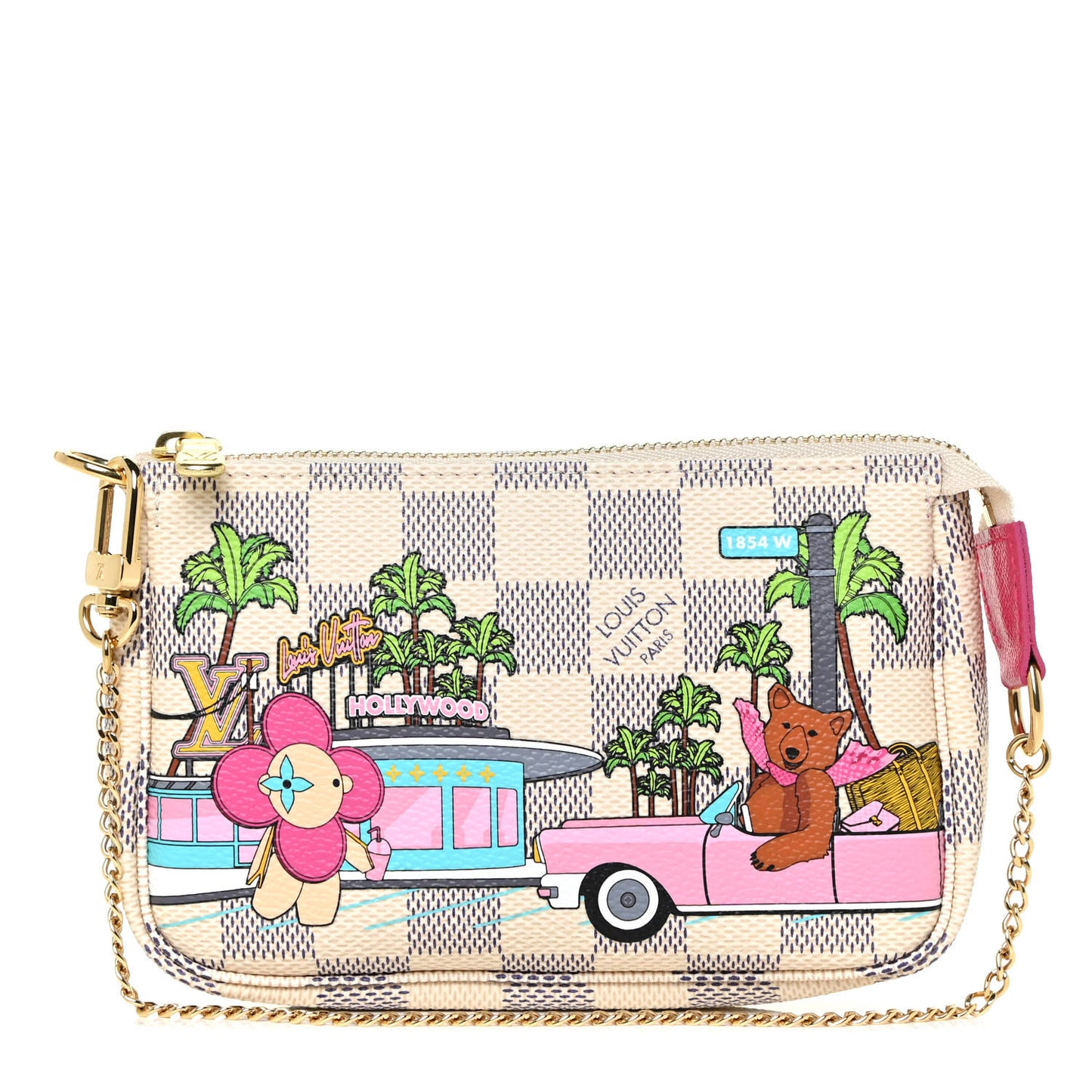 Damier Azur 2021 Christmas Animation Hollywood Mini Pochette Accessories Fuchsia