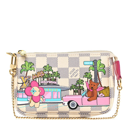 Louis Vuitton Damier Azur 2021 Christmas Animation Hollywood Mini Pochette Accessories Fuchsia 1 of 9