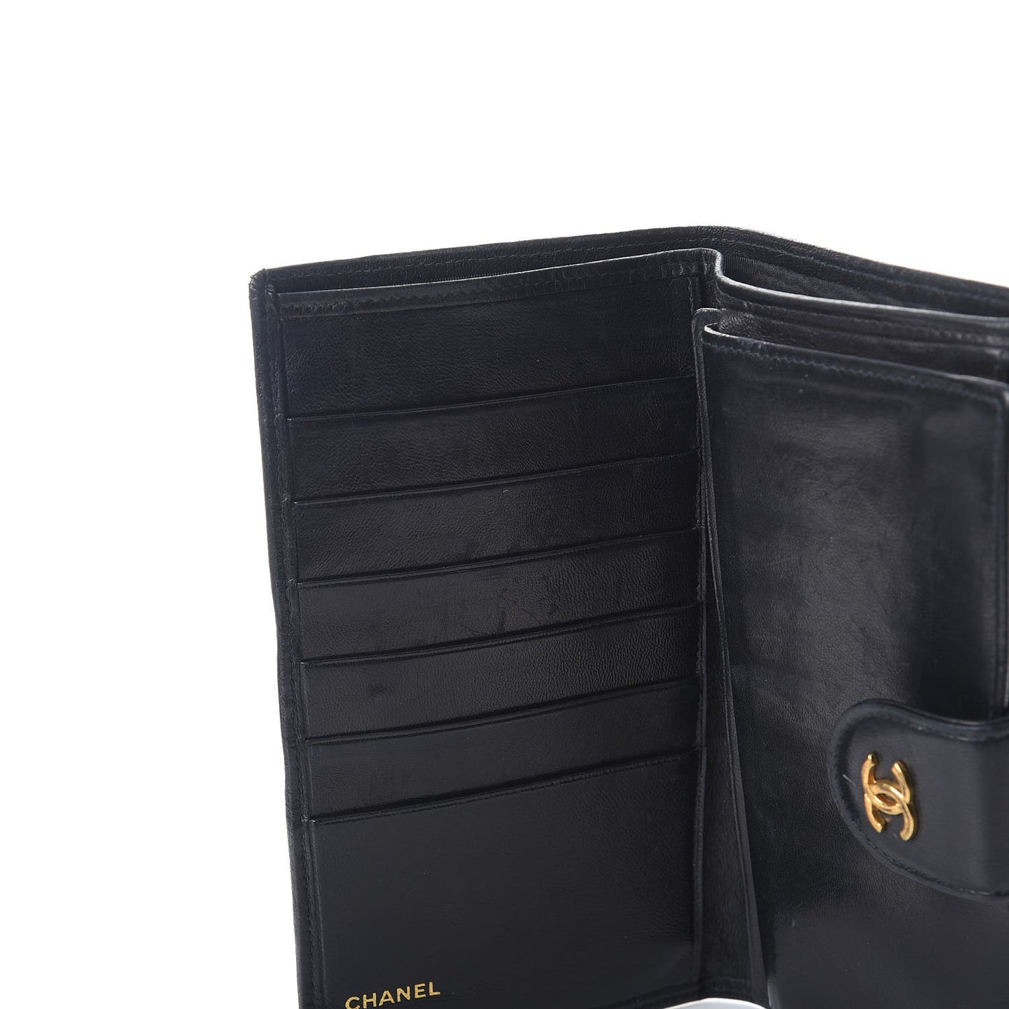 Lambskin Diamond Stitched French Wallet Black