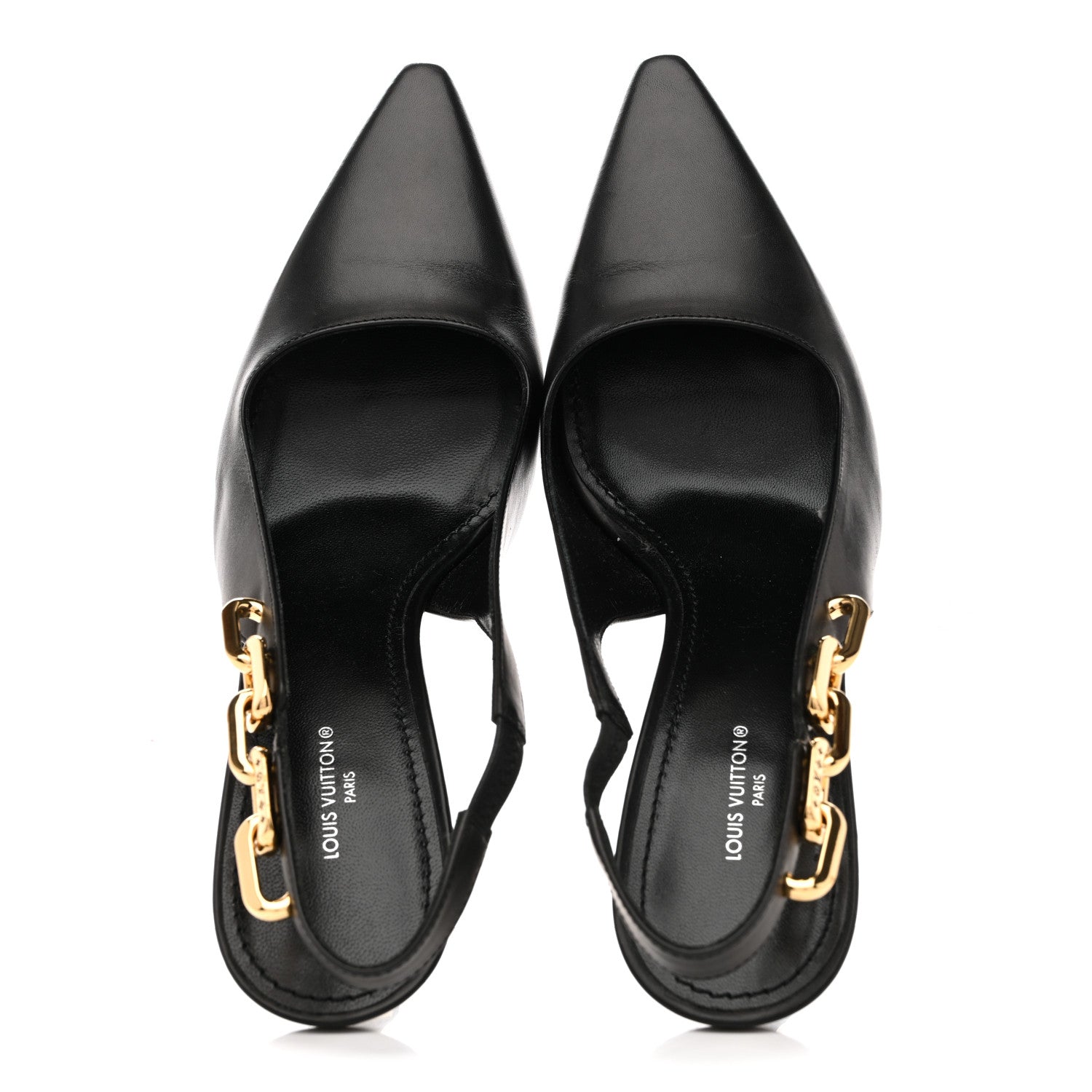 Louis Vuitton Calfskin Sparkle Slingback Pumps 40 Black 2 of 9
