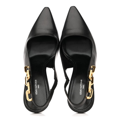 Louis Vuitton Calfskin Sparkle Slingback Pumps 40 Black 2 of 9