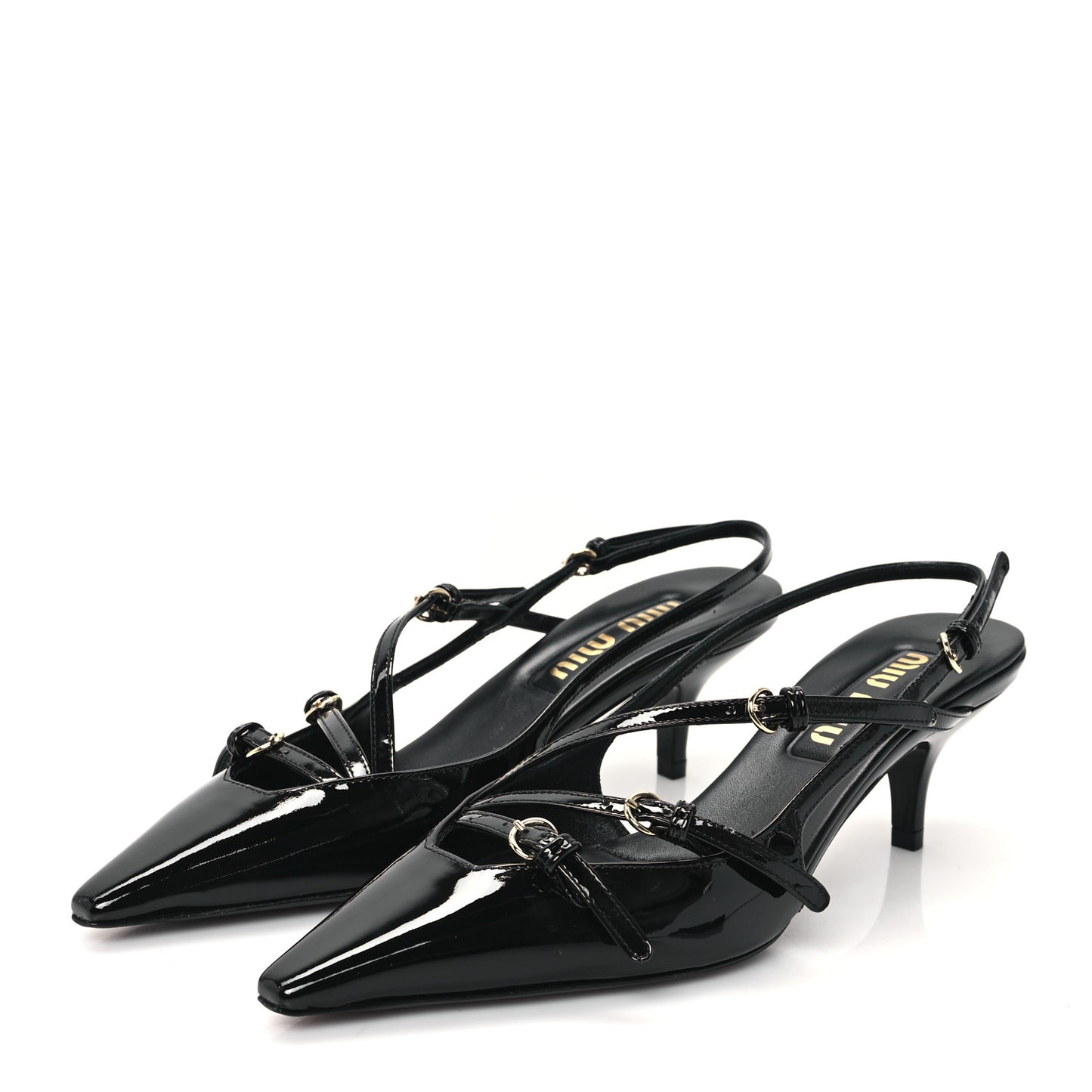 Vernice Buckle 55mm Slingback Pumps 36 Black