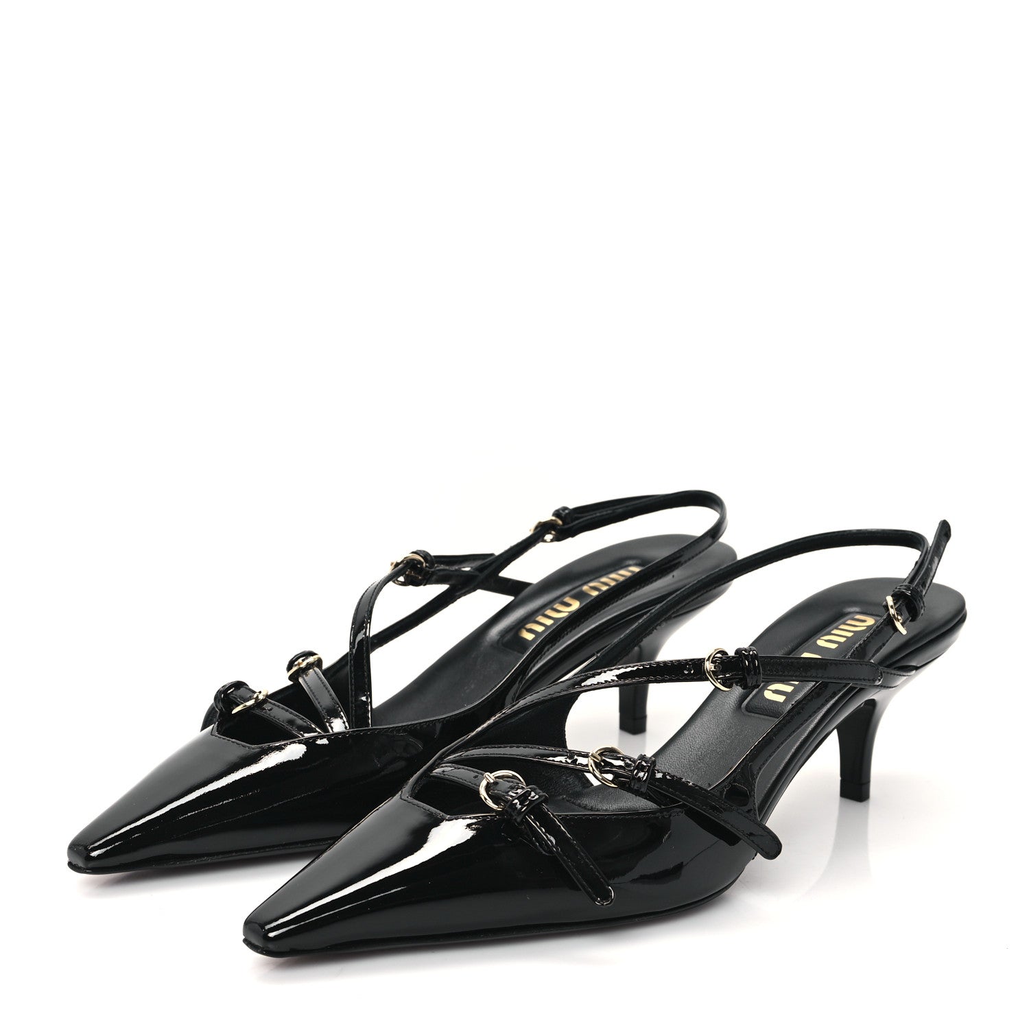 Miu Miu Vernice Buckle 55mm Slingback Pumps 36 Black 4 of 10