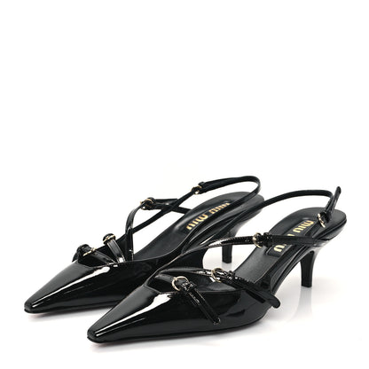 Miu Miu Vernice Buckle 55mm Slingback Pumps 36 Black 4 of 10