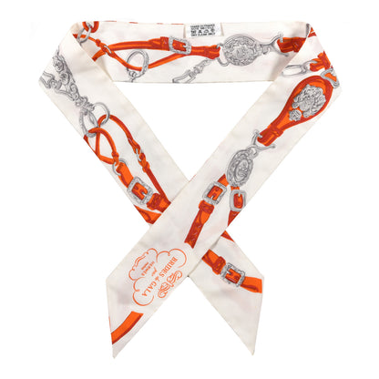 Hermes Silk Brides De Gala Twilly White Orange Rouge 1 of 4