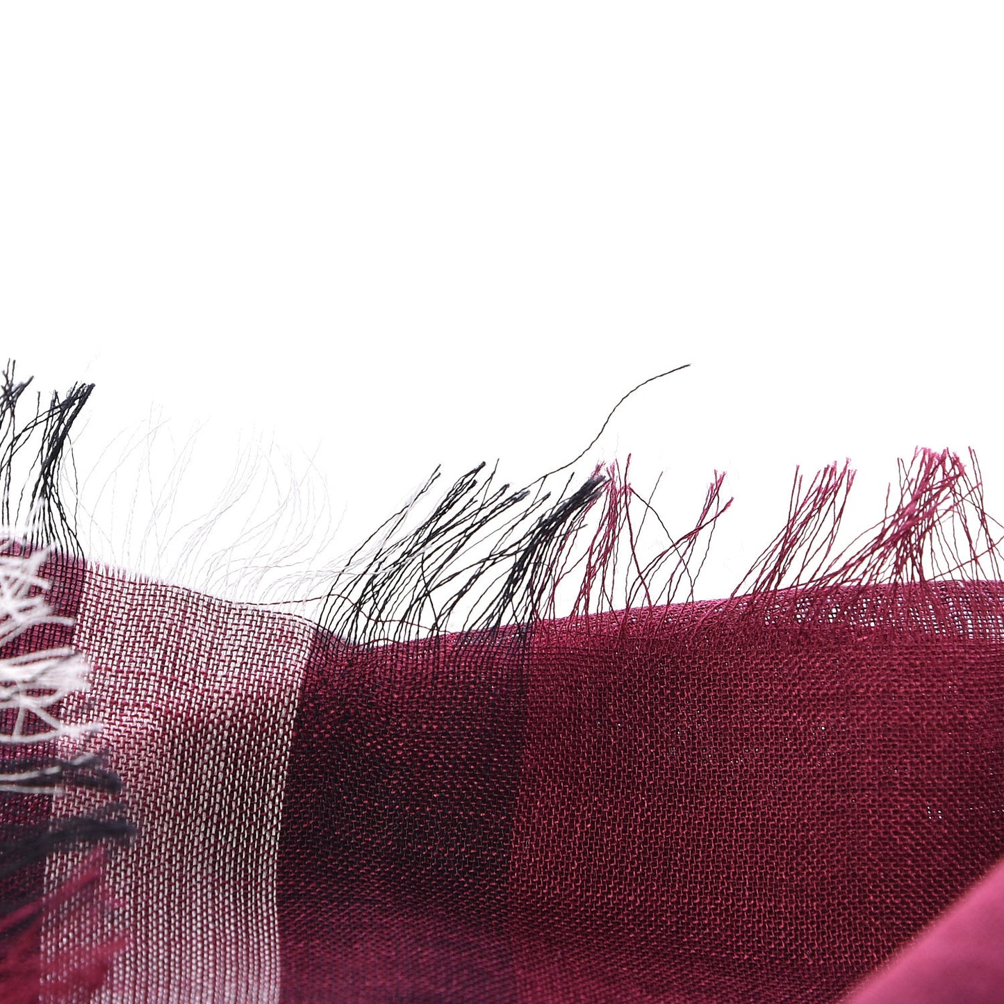 Wool Silk Gauze Giant Check Scarf Claret
