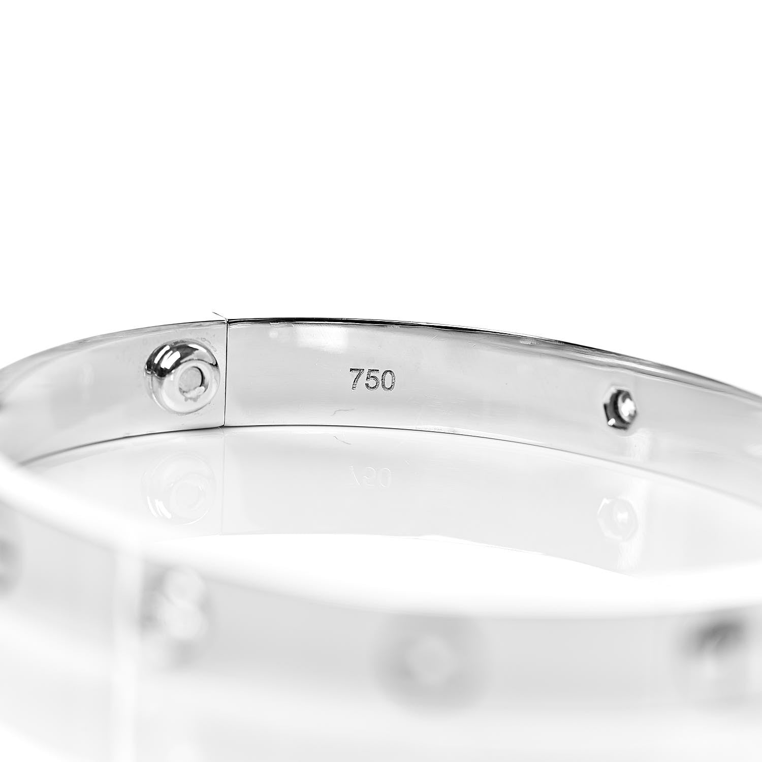 Cartier 18K White Gold 4 Diamond LOVE Bracelet 16 5 of 8