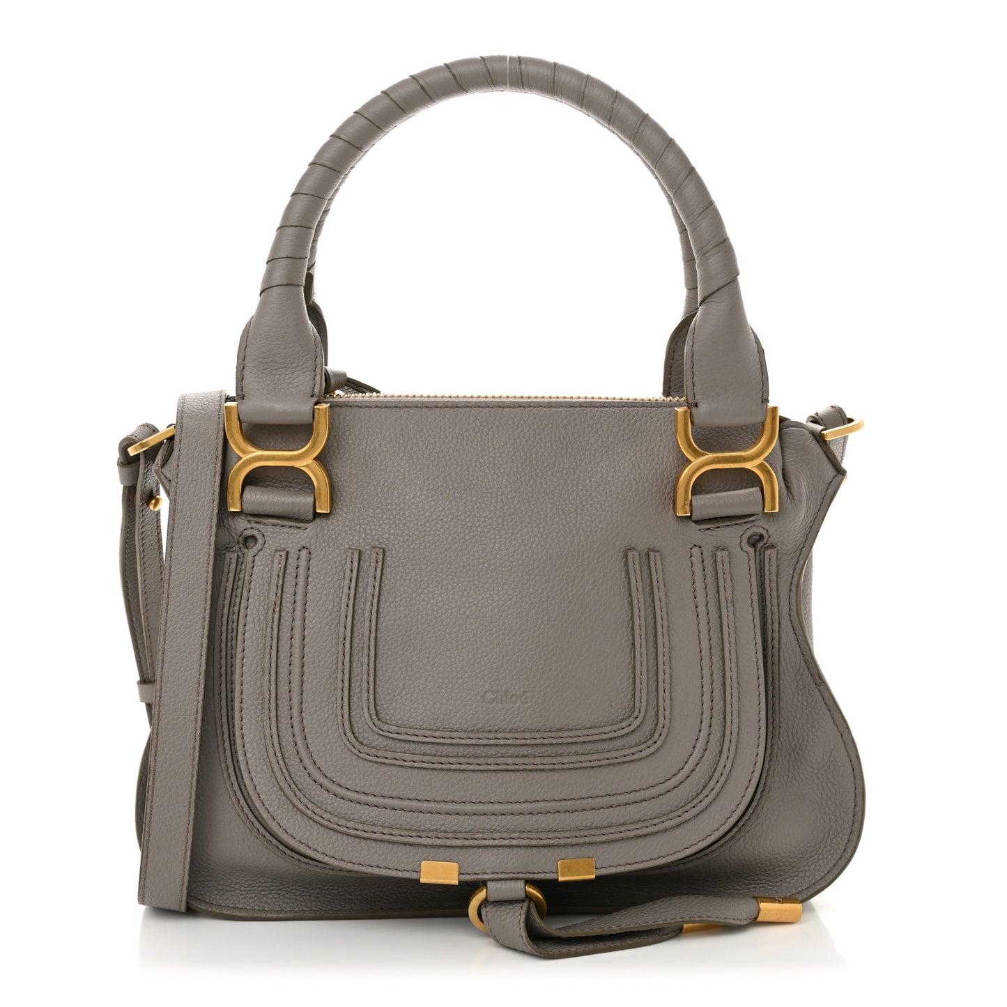 Calfskin Small Marcie Satchel Cashmere Grey