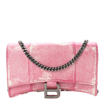 Balenciaga Nappa Denim Printed Hourglass Chain Bag Denim Pink 1 of 14