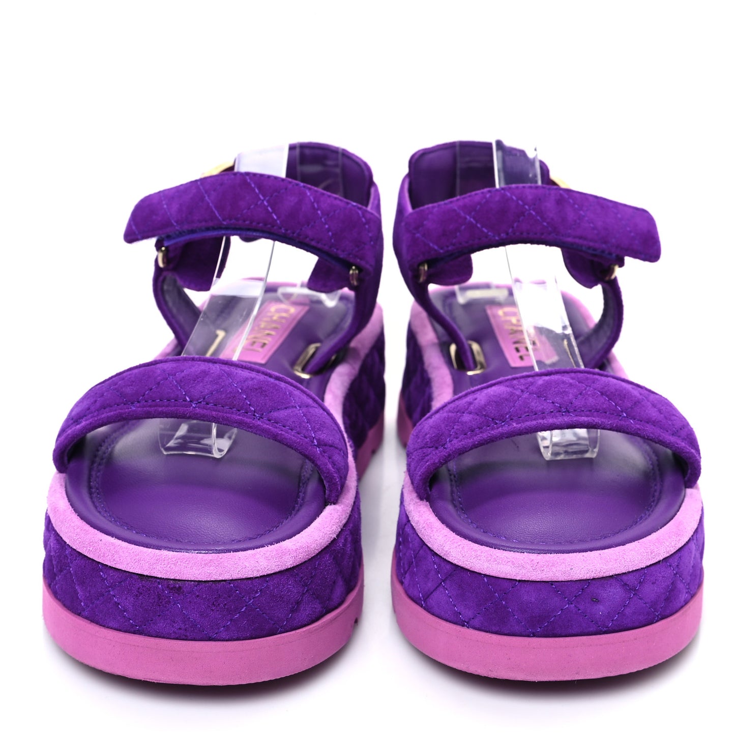 Suede Quilted Platform Sandals 38 Purple Light Purple