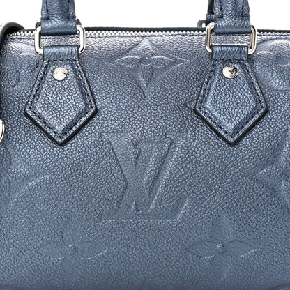 Louis Vuitton Metallic Empreinte Monogram Giant Speedy Bandouliere 20 Navy Nacre 7 of 10