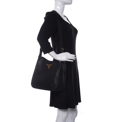 Prada Vitello Daino Crossbody Bag Black 2 of 10