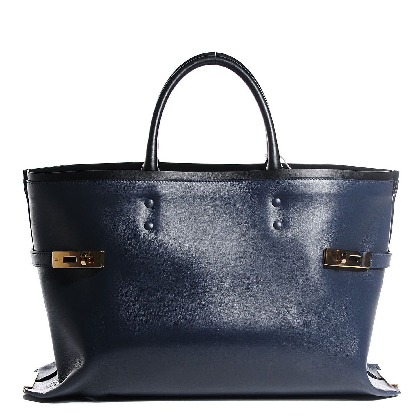 Smooth Calfskin Large Charlotte Tote Navy