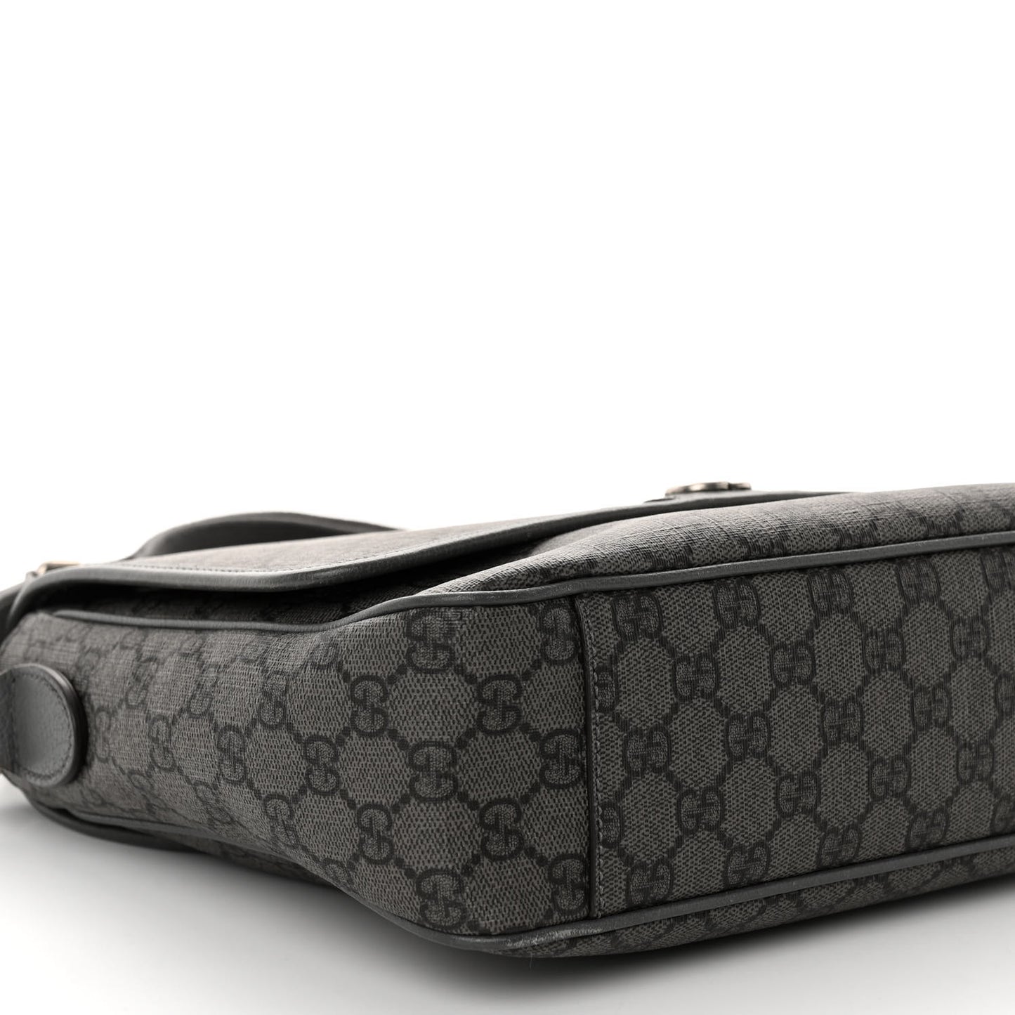 Tender GG Supreme Monogram Textured Dollar Calfskin Ophidia Messenger Bag Grey Black Graphite Grey