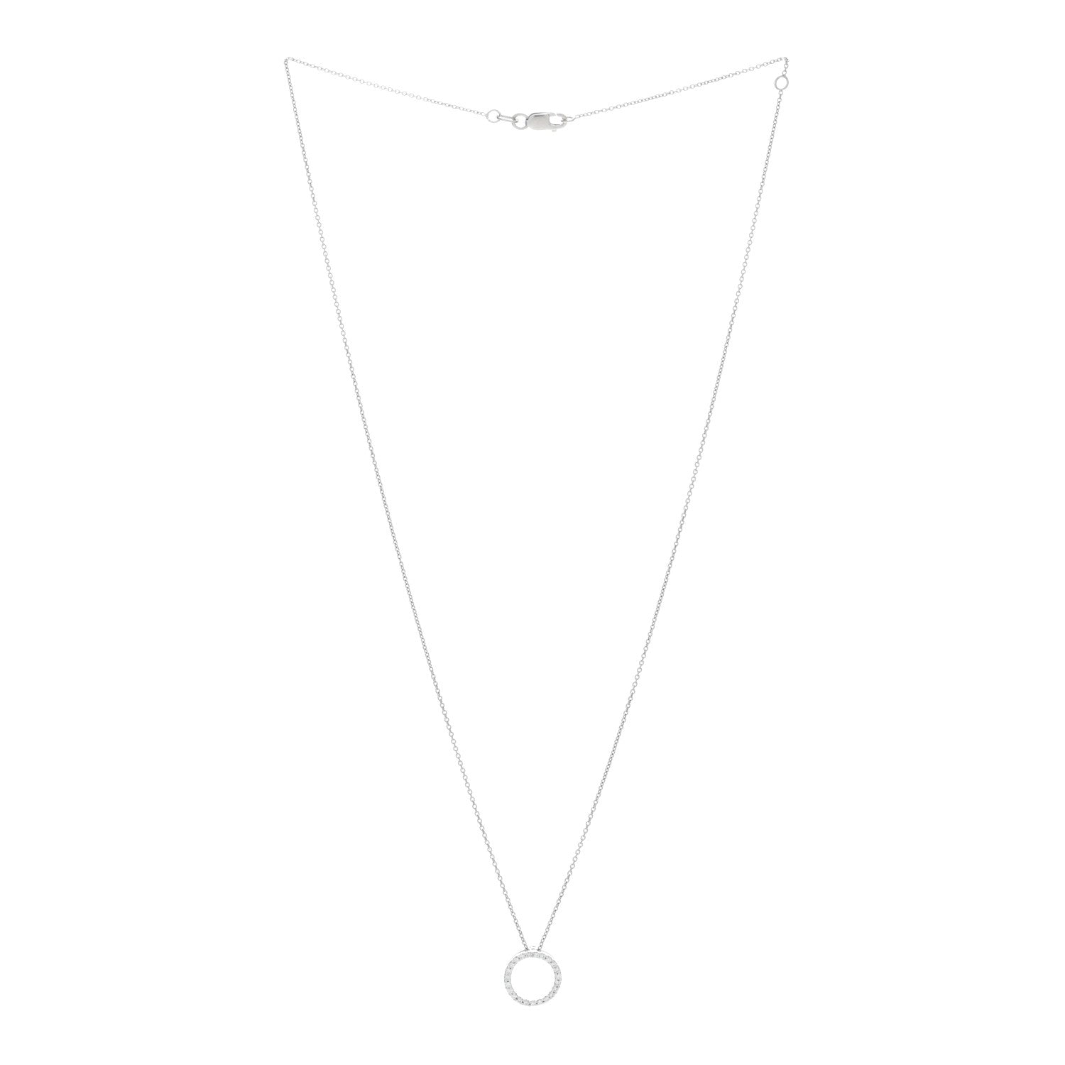 Roberto Coin 18K White Gold Diamond Small Tiny Treasures Circle Pendant Necklace 2 of 5