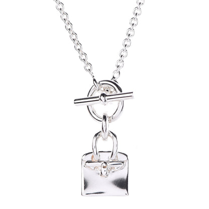 Hermes Sterling Silver Birkin Amulette Pendant Necklace 4 of 6