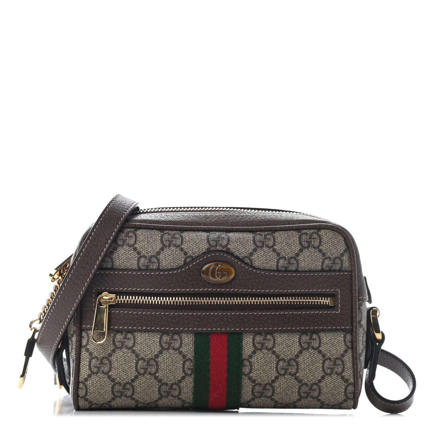 GG Supreme Monogram Web Mini Ophidia Shoulder Bag Brown