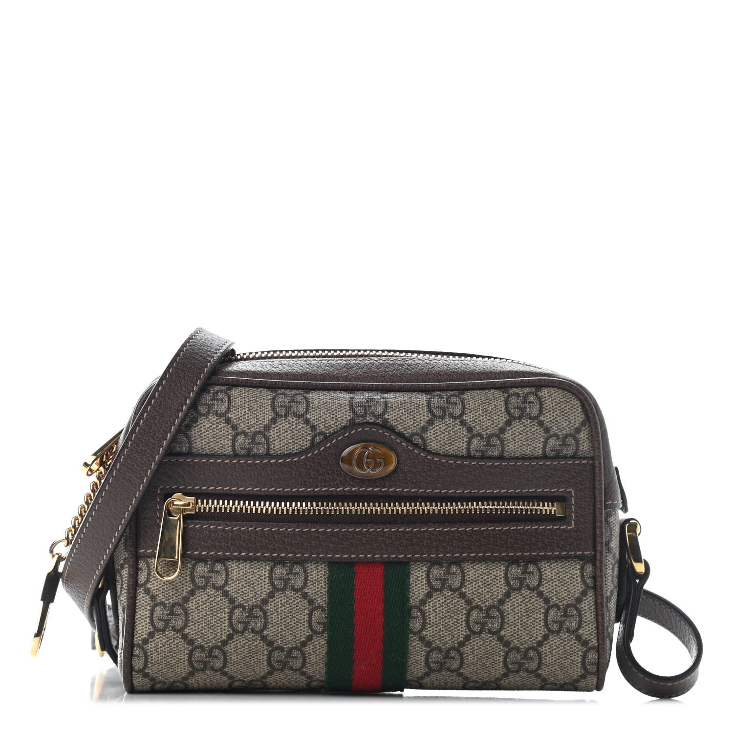 Gucci GG Supreme Monogram Web Mini Ophidia Shoulder Bag Brown 1 of 9