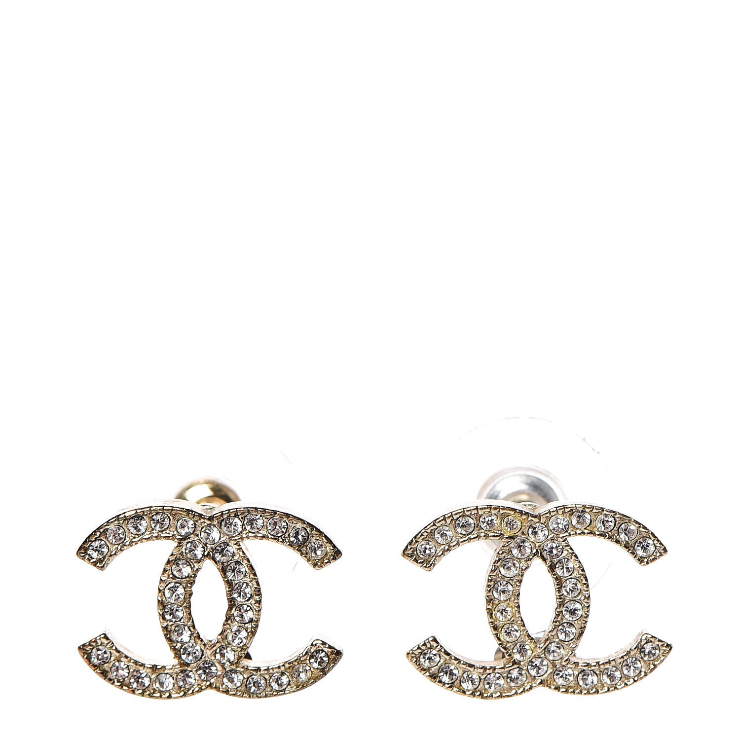 Chanel Crystal CC Earrings Gold 1 of 7