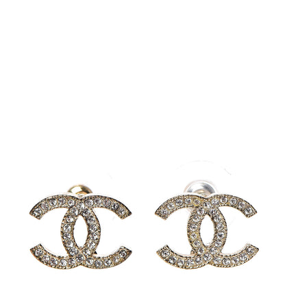 Chanel Crystal CC Earrings Gold 1 of 7
