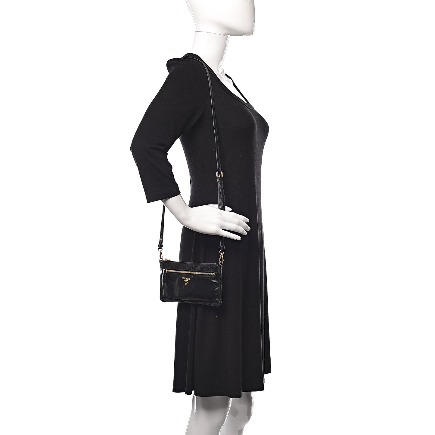 Craquele Zip Crossbody Black