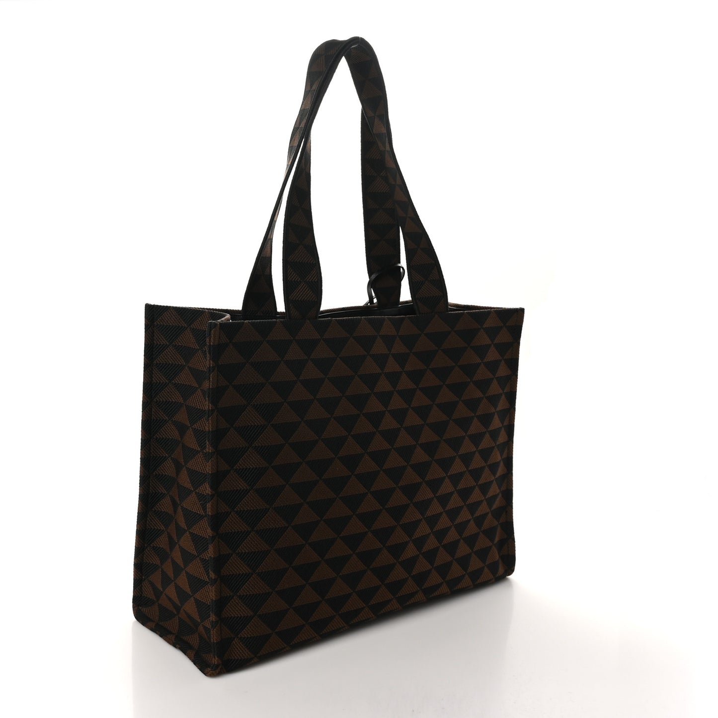 Jacquard Saffiano Triangolo Symbole Embroidered Shopping Tote Black Corda