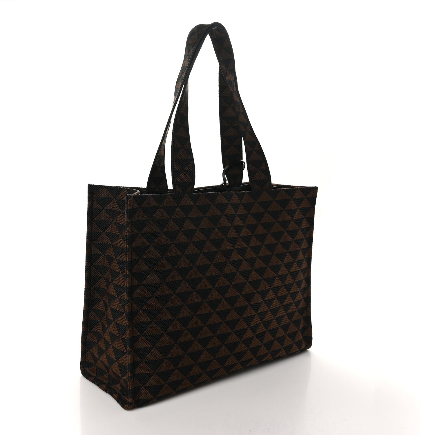 Prada Jacquard Saffiano Triangolo Symbole Embroidered Shopping Tote Black Corda 3 of 9