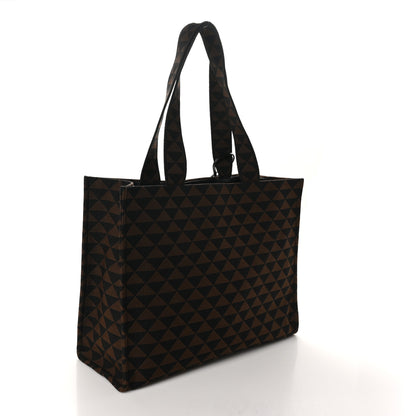 Prada Jacquard Saffiano Triangolo Symbole Embroidered Shopping Tote Black Corda 3 of 9