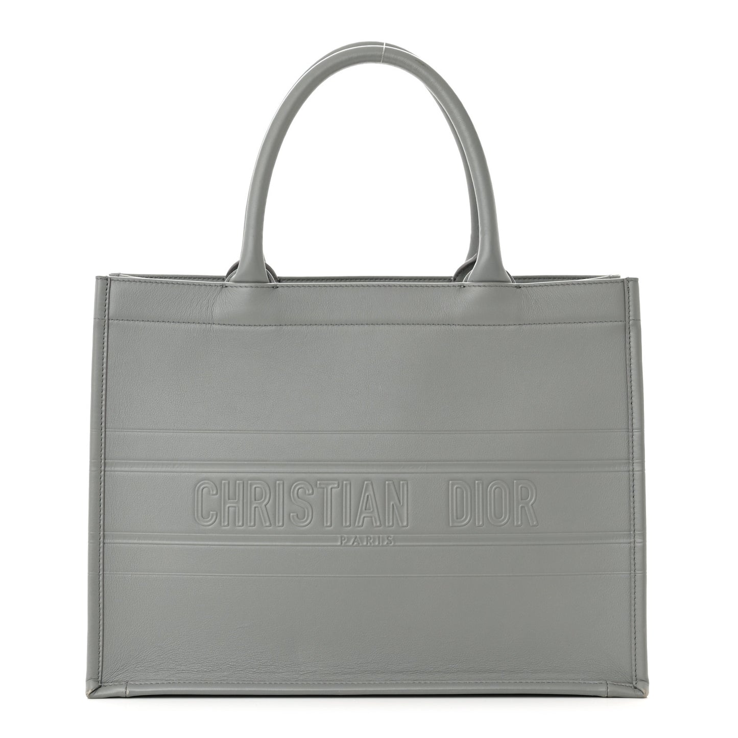 Calfskin Embossed Medium Book Tote Grey