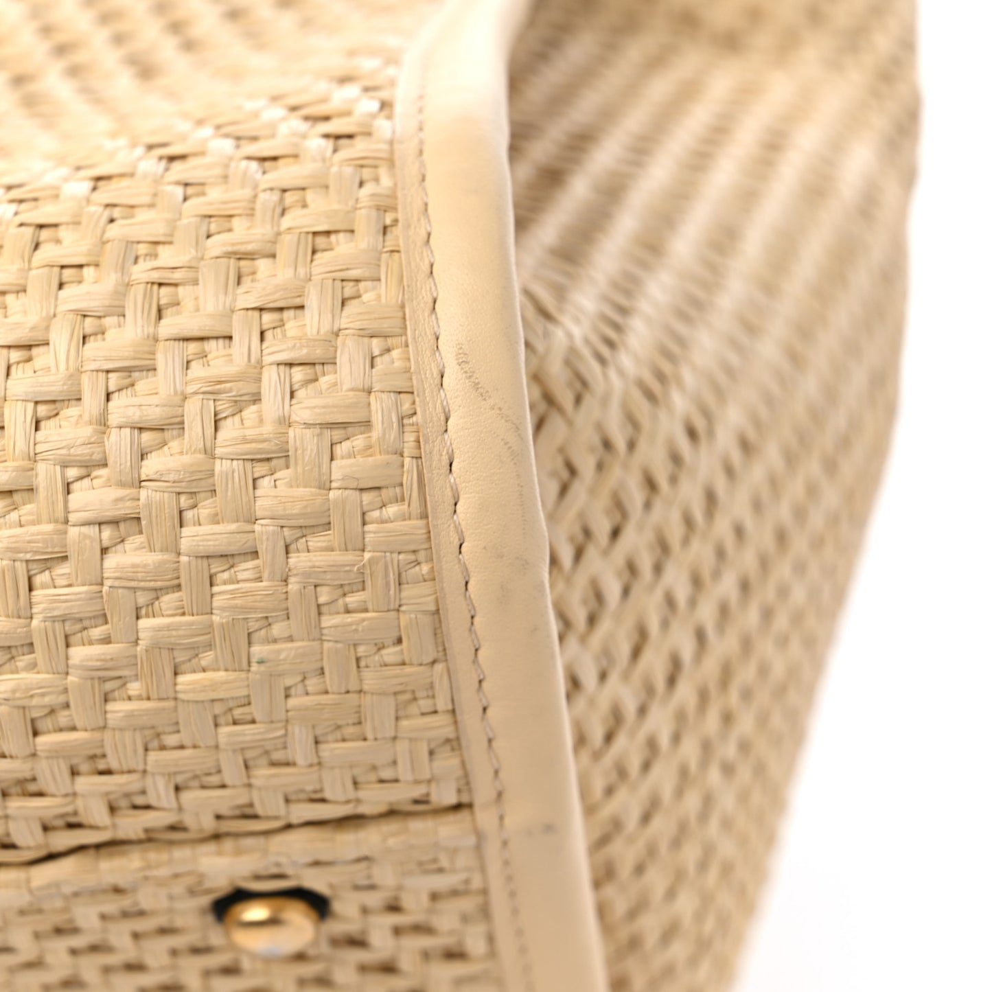 Straw Raffia Calfskin Chain Medium Deauville Tote Beige Black