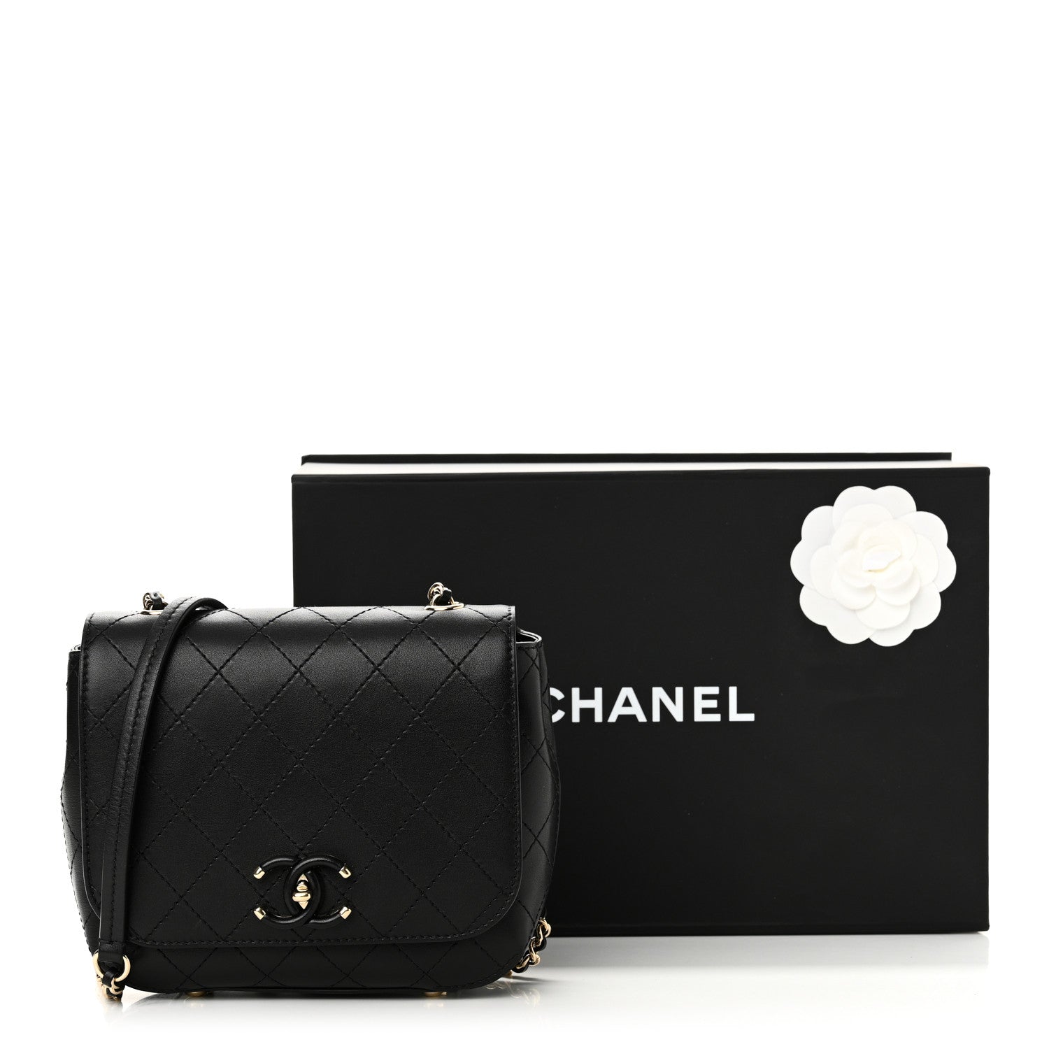 Chanel Calfskin Stitched Small Covered CC Flap Bag Black 10 of 10