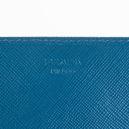 Prada Saffiano Metal Oro Chain Wallet Cobalto 6 of 7