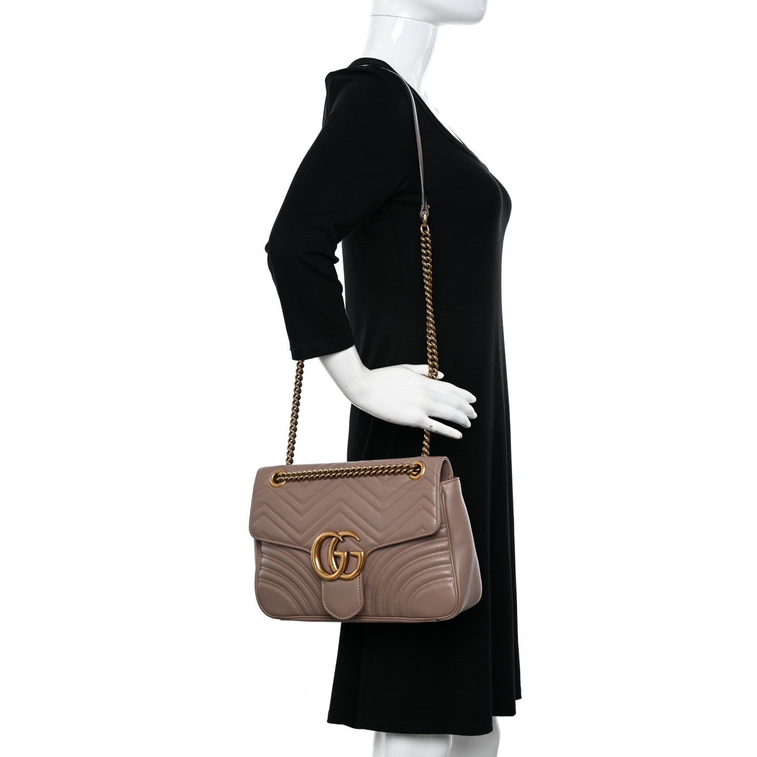 Gucci Calfskin Matelasse Medium GG Marmont Shoulder Bag Porcelain Rose 2 of 11