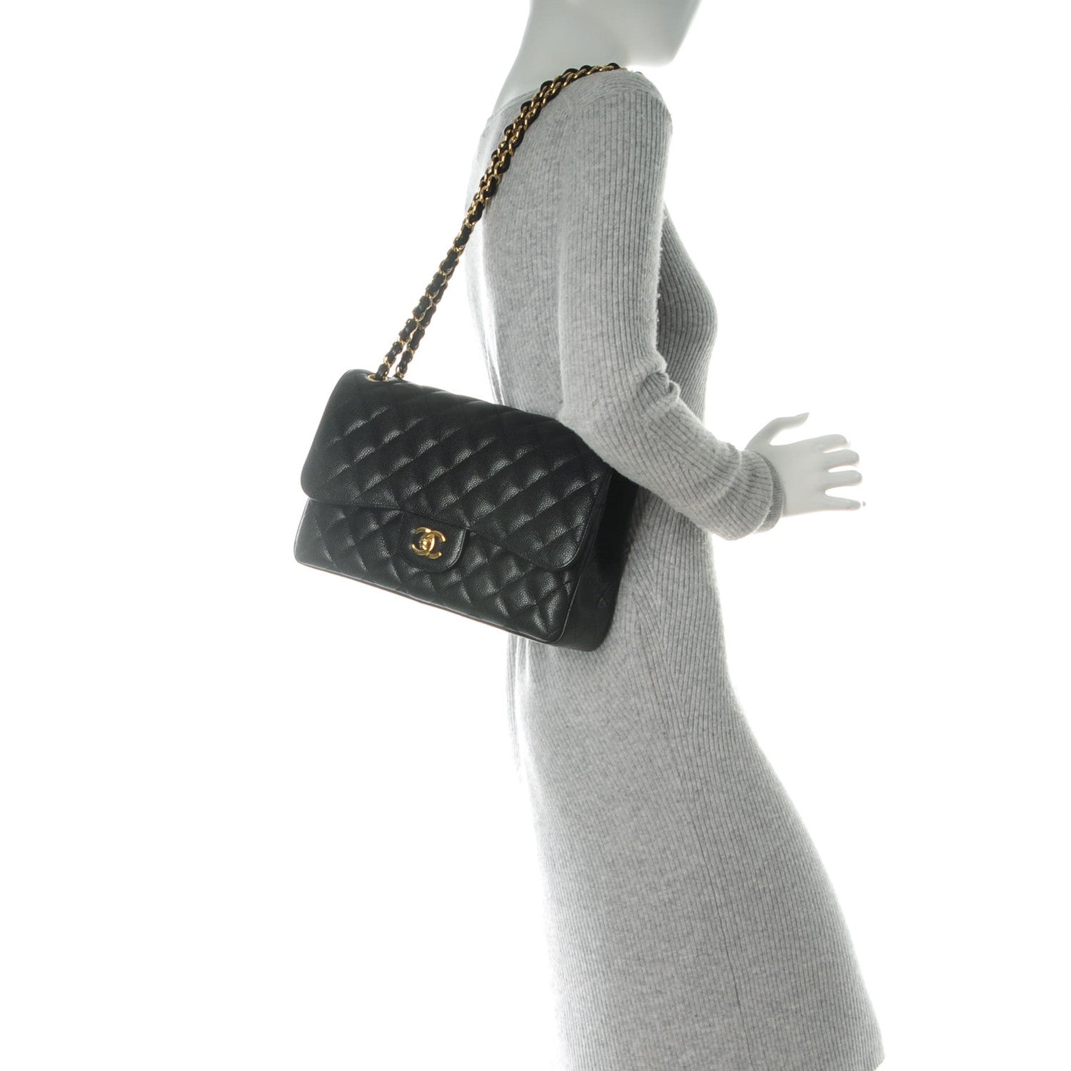 Chanel Caviar Quilted Jumbo Double Flap Black 2 of 8