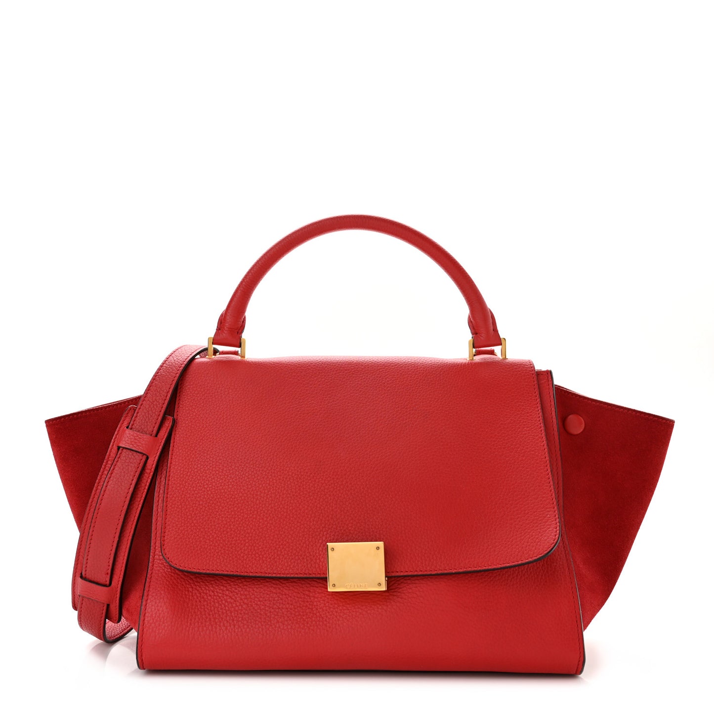 Drummed Calfskin Suede Medium Trapeze Coquelicot
