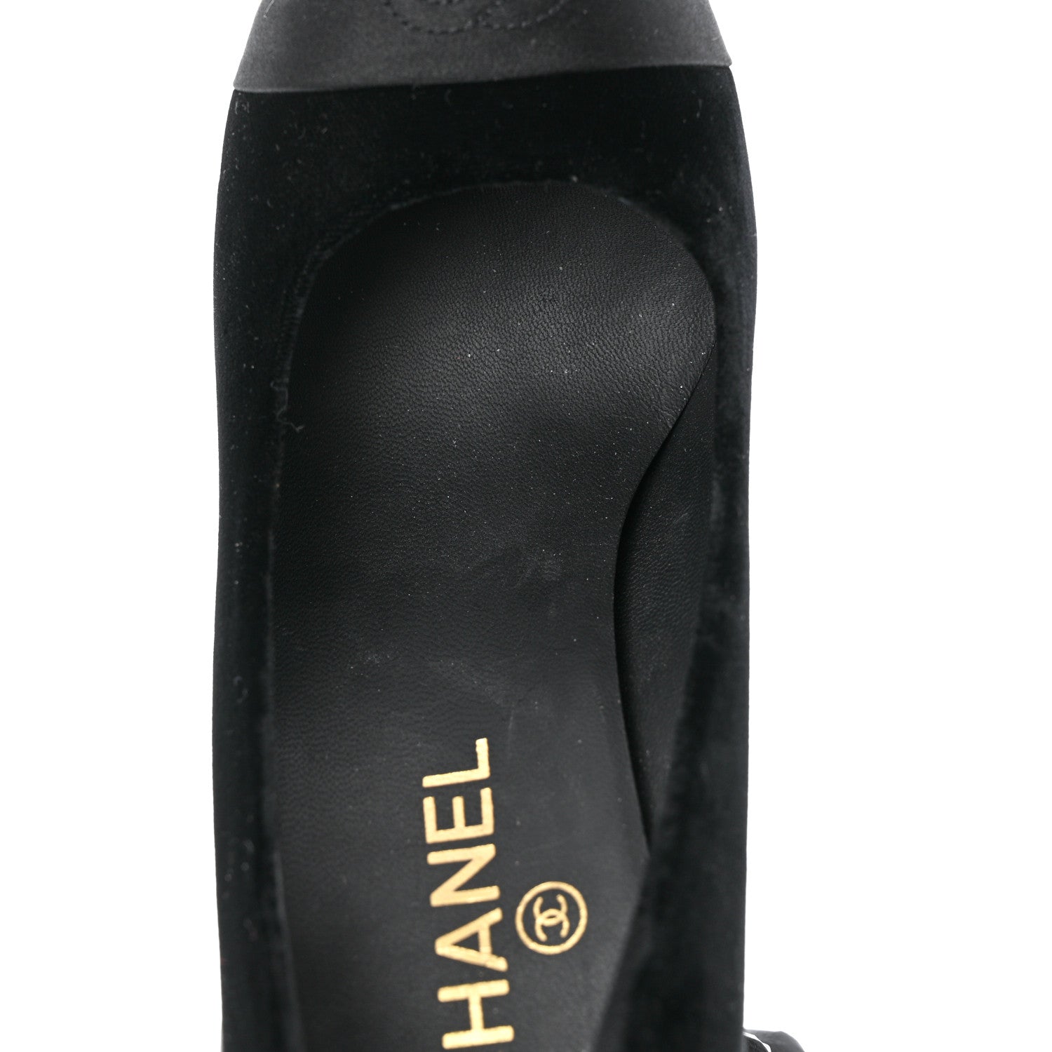 Chanel Velvet Satin Cap Toe Pearl Pumps 38 Black 12 of 13