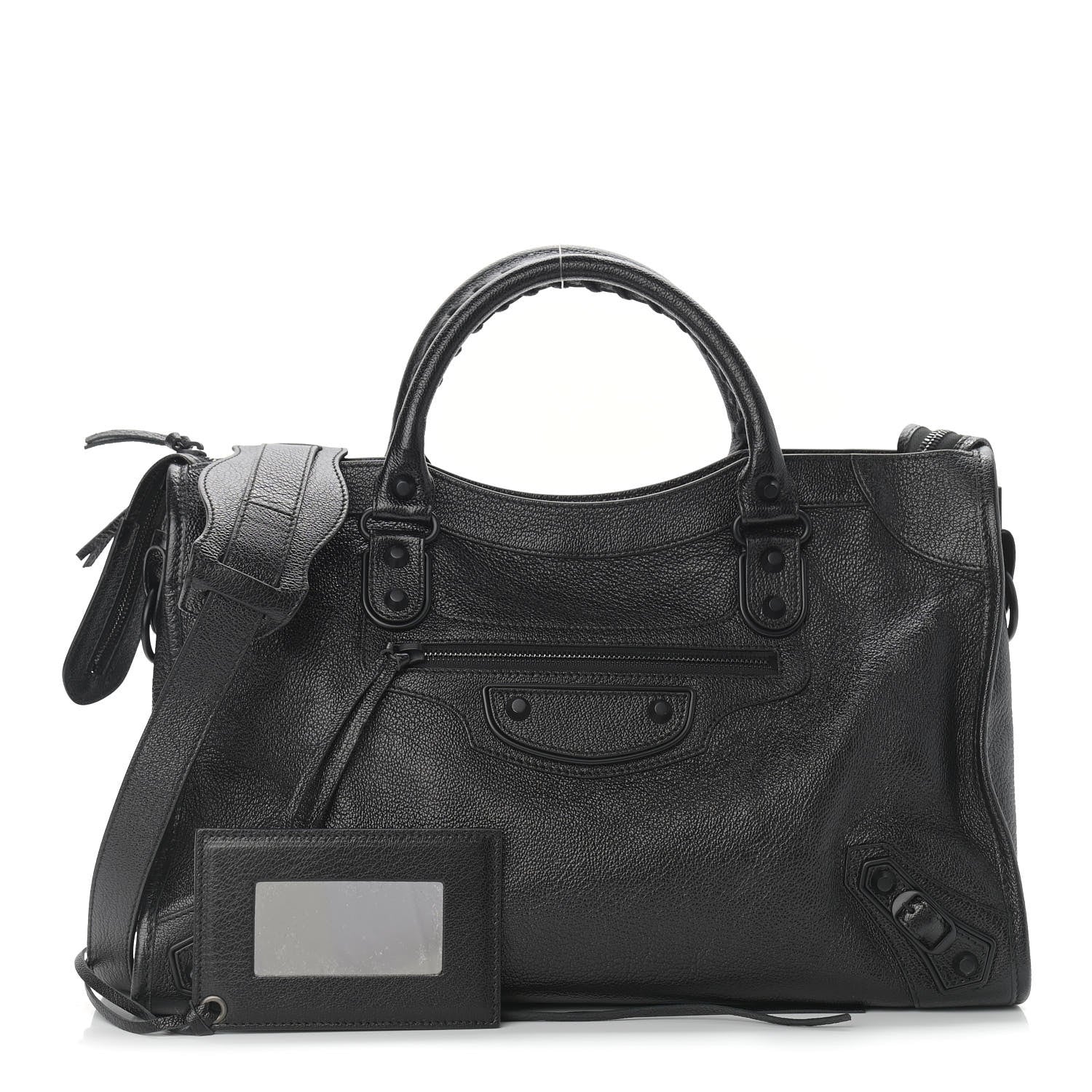 Balenciaga Shiny Grained Goatskin Black Metallic Edge City Black 1 of 9