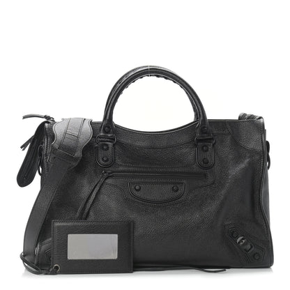 Balenciaga Shiny Grained Goatskin Black Metallic Edge City Black 1 of 9
