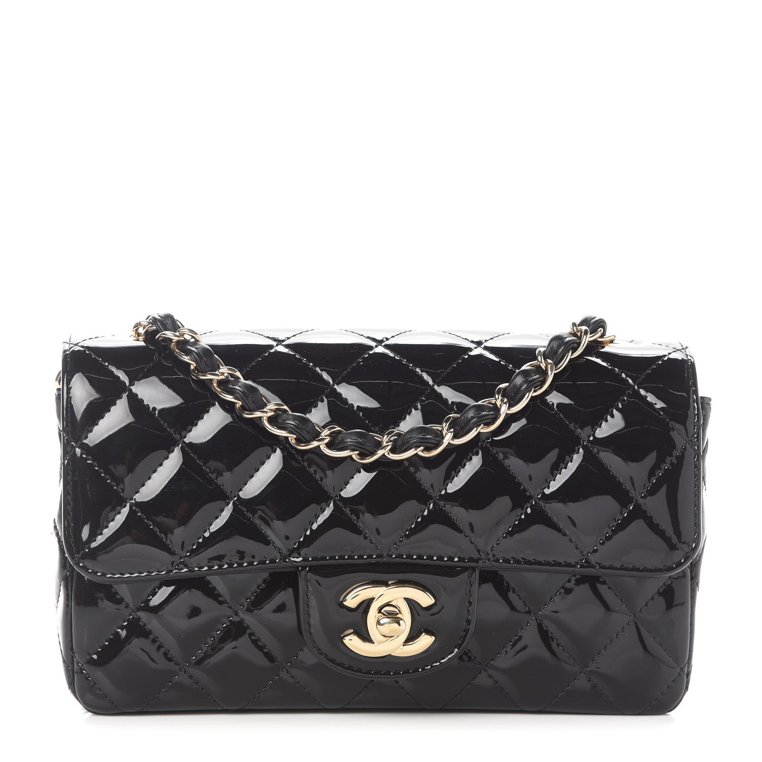 Chanel Patent Calfskin Quilted Mini Rectangular Flap Black 1 of 9