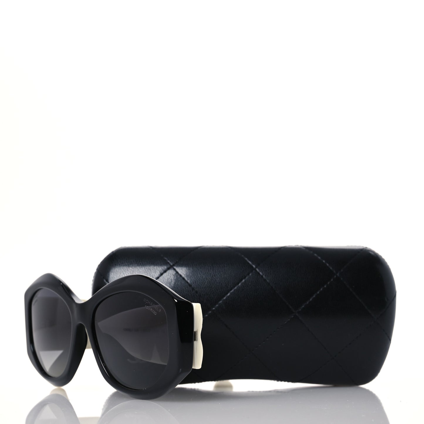 Acetate Quilted CC Sunglasses 5486 White Black