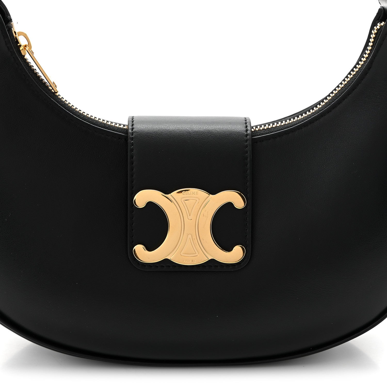 Celine Smooth Calfskin Medium Strap Ava Triomphe Shoulder Bag Black 8 of 10