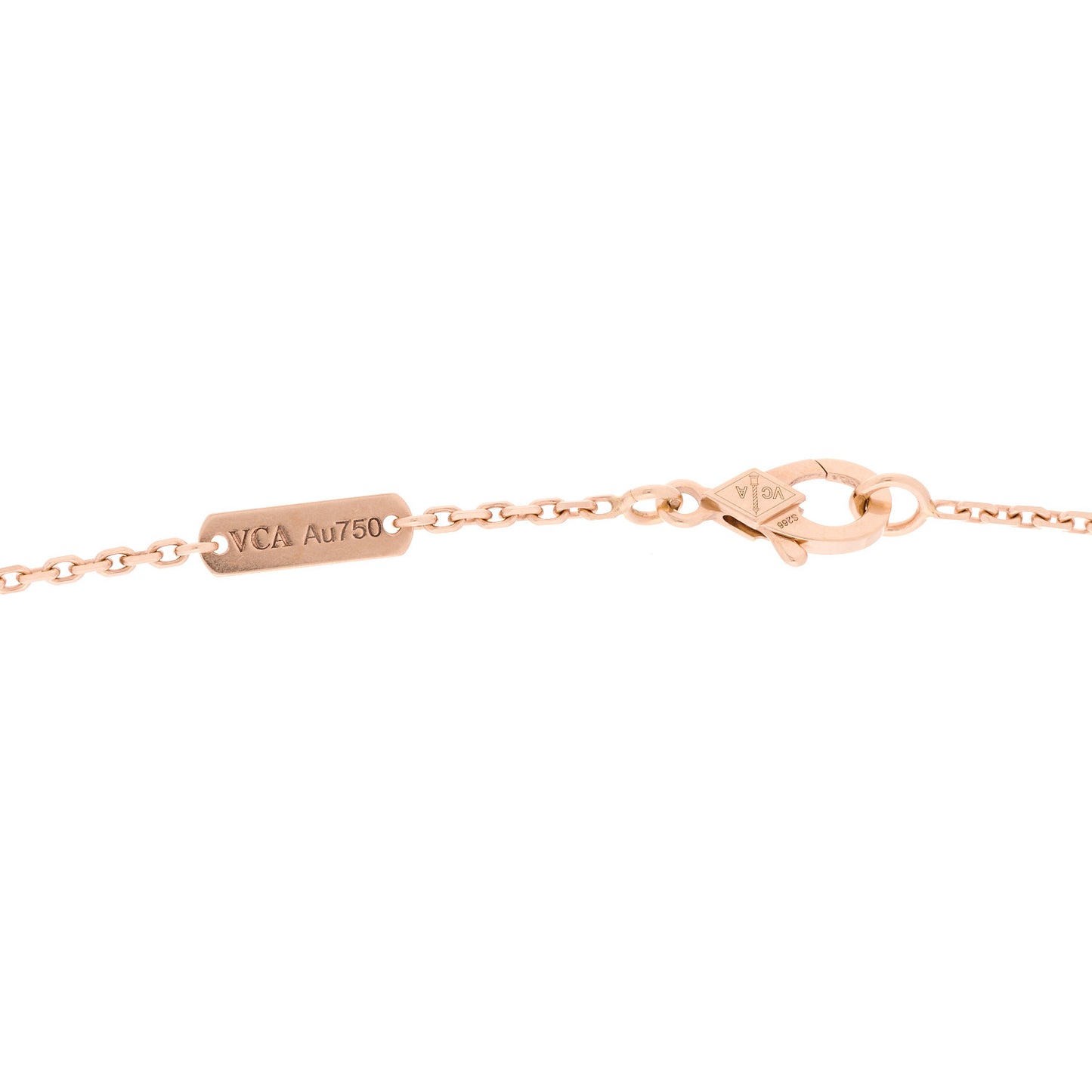 18K Rose Gold Diamond Silver Obsidian Vintage Alhambra Pendant Necklace