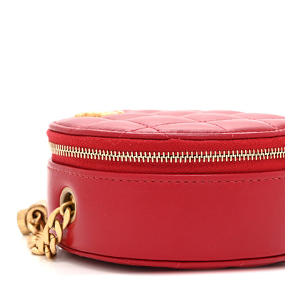 Chanel Lambskin Quilted Pillow Crush Round Clutch With Chain Red 9 of 11