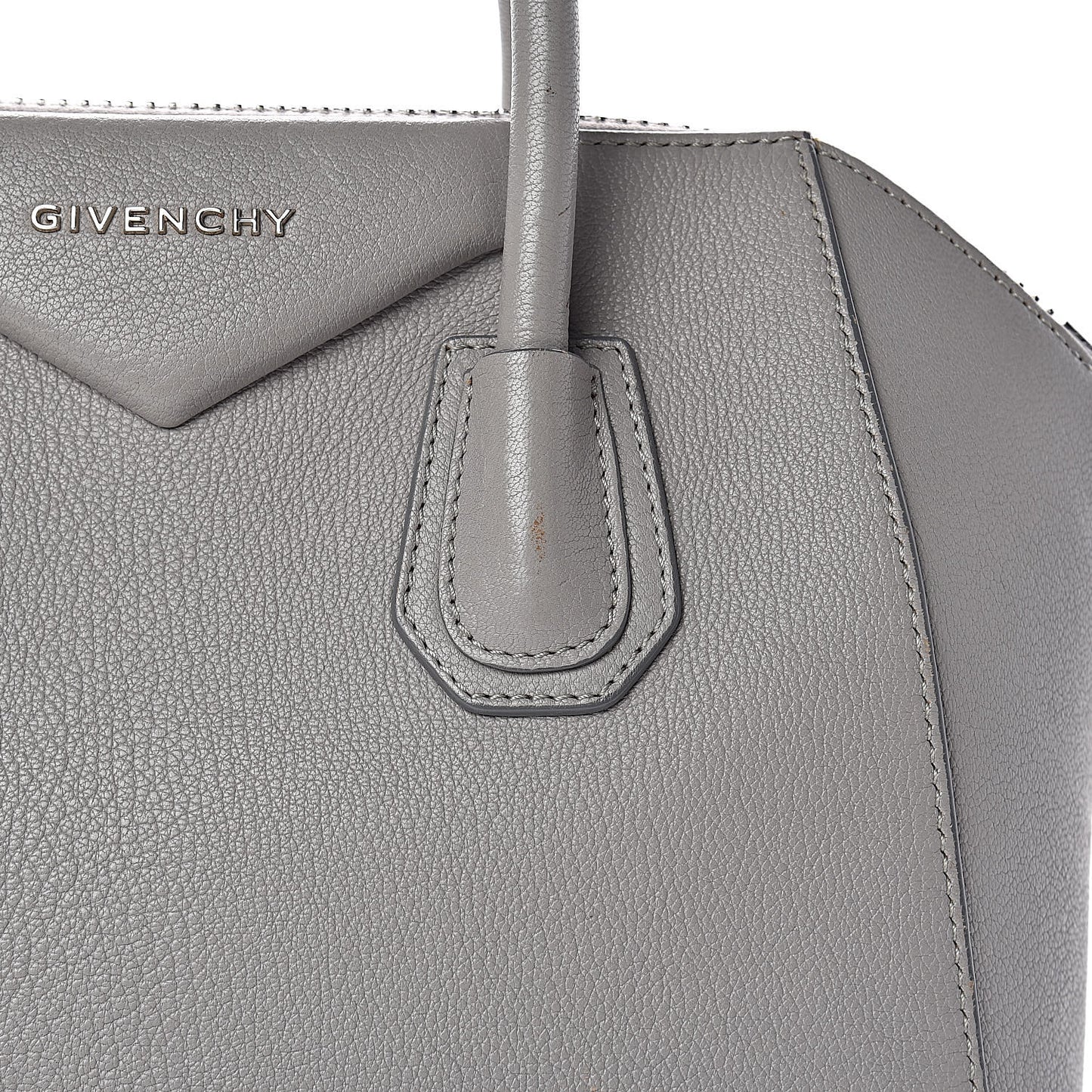 Sugar Goatskin Small Antigona Pearl Grey