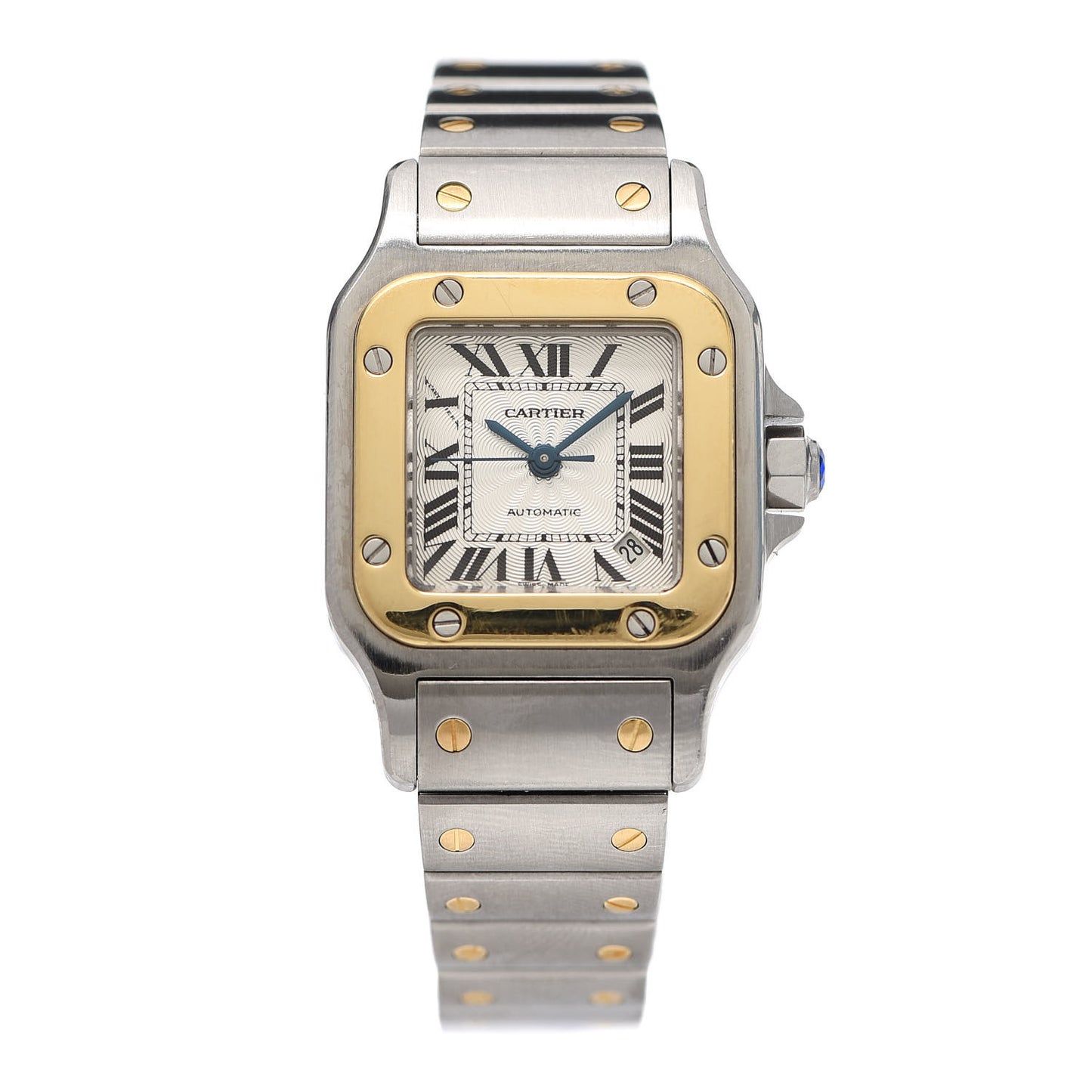 Stainless Steel 18K Yellow Gold 24mm Santos De Cartier Galbee Automatic Watch