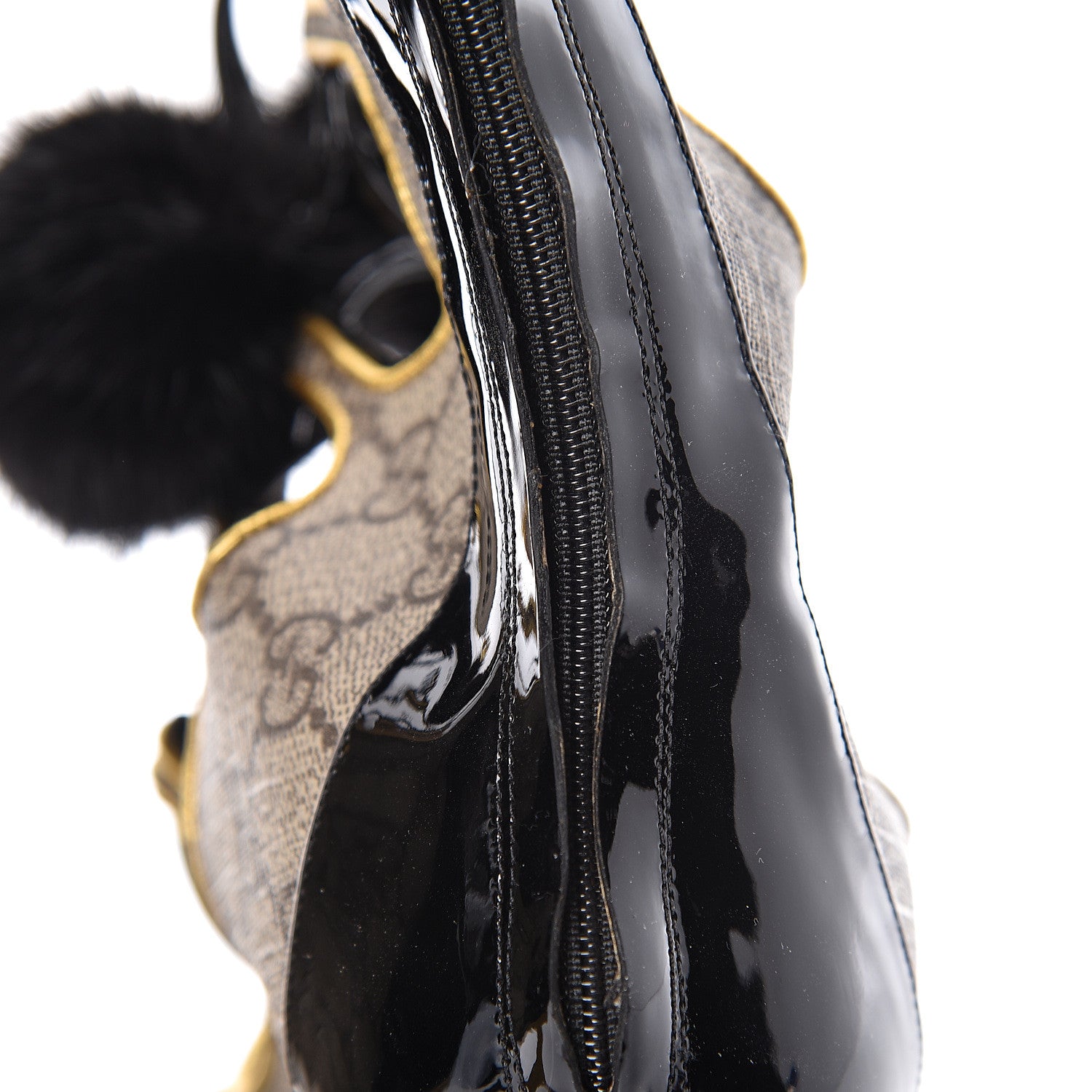 Gucci GG Supreme Monogram Patent Heloise Lace Up Boots 41.5 Black 13 of 16