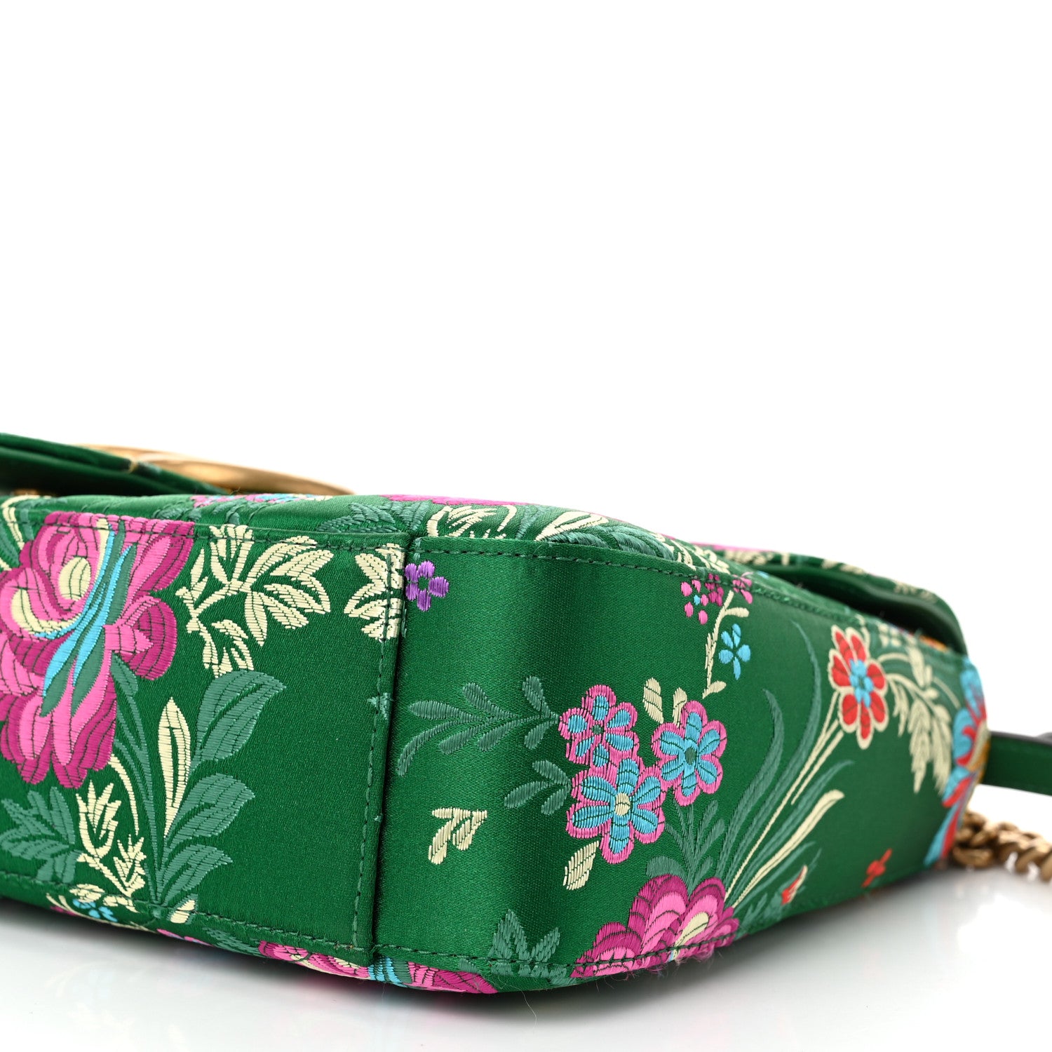 Gucci Jacquard Matelasse Floral Medium GG Marmont Shoulder Bag Green 10 of 10