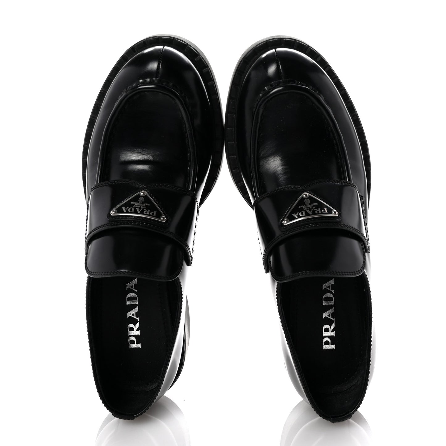 Spazzolato Metal Triangle Logo 50mm Loafers 39 Black