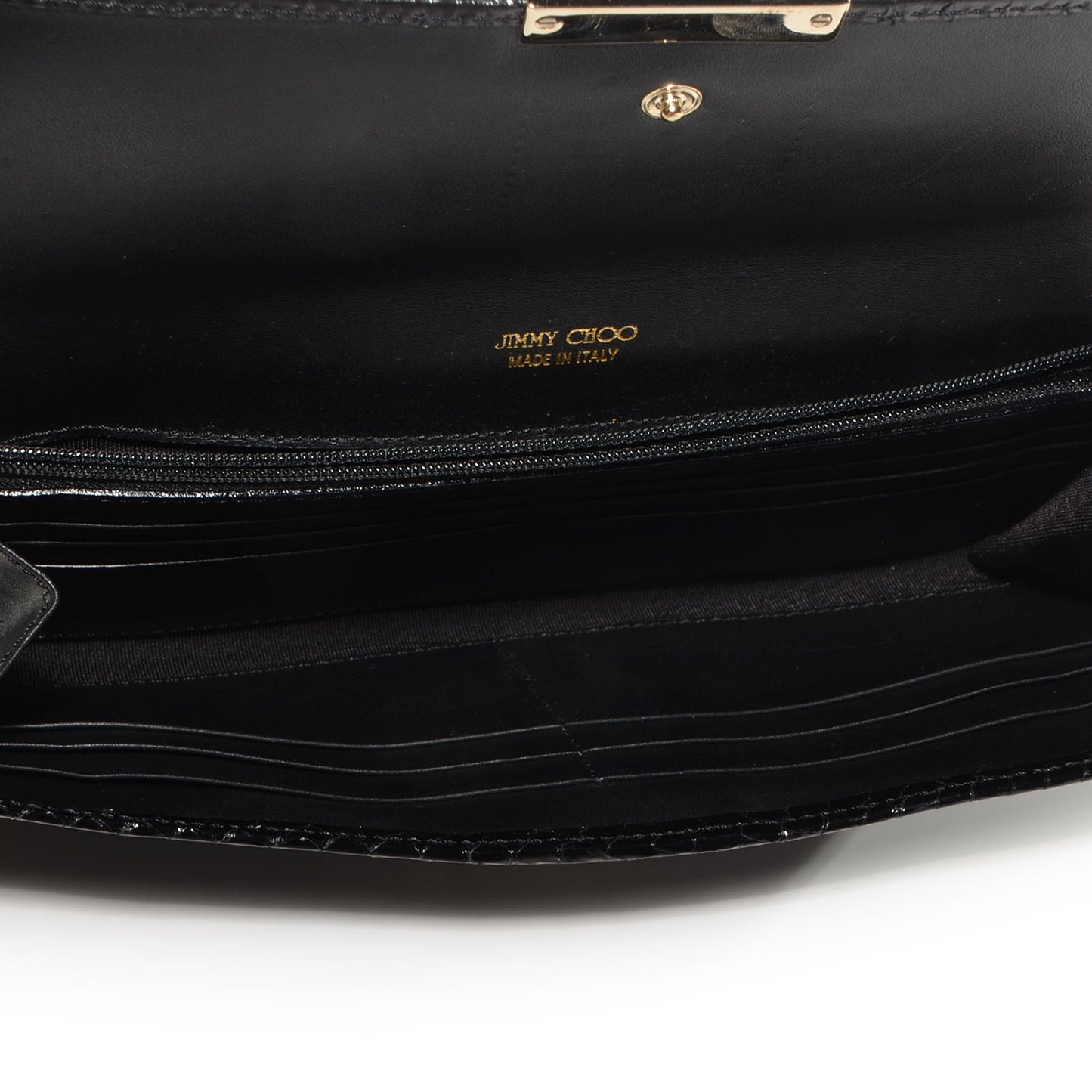 Patent Snake Embossed Ubai Clutch Black